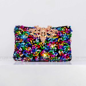 Schoudertas kleur pailletten avondkoppeling voor trouwfeest kralen kettingbox portemonnees en handtassen dames strass wallets 230509