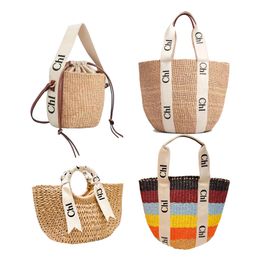 Tejido de paja Bolso de mano Bolsos de diseñador Bolsos de lujo Bolsos de hombro Cuerpo cruzado Moda para mujer Monedero Bolsos para dama Bolso de compras tejido de paja Bolso de cubo de playa de verano