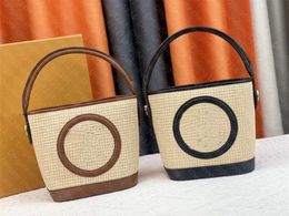 Bolso de hombro, bolso de diseñador, bolso de cubo tejido para mujer, bolso informal de ratán de gran capacidad, bolsos tejidos de mimbre, bolsos de paja para mujer