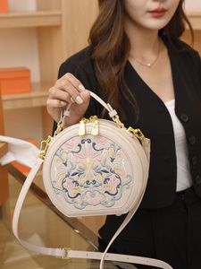 Schoudertas mode handtas geavanceerde geborduurde handtassen damestas nieuwe trendy kunsttassen Chinese stijl handtas handtas enkele schouder crossbody tas kleine ronde tas