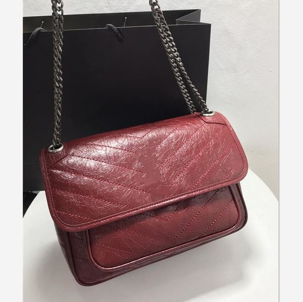 Sac à bandoulière en cuir véritable pour femme, sac à main de qualité, messager à bandoulière, mode noir rouge