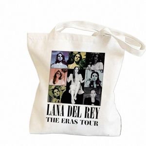 Schoudertas Lana Del Rey Gedrukt Fans Tassen Dames Shopper Winkeltassen Meisjes Carto Canvas Fans Handtas Hoge Capaciteit Draagtas L3vW #