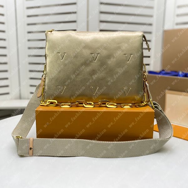 Bolso de hombro Mujer Hombre Diseñador Bolso Coussin Pm Bolsos cruzados Bolsos para hombre Embrague Hecho a mano Cartera hinchada Tote negro Plata Oro 0826