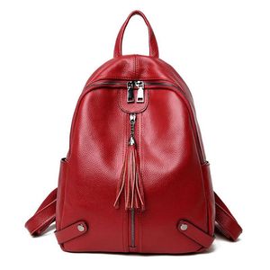 Sac à épaule sac à tête féminine en cuir en cuir Sac en cuir soft 2018 Nouveau élégant backpack de voyage coréen polyvalent 183w