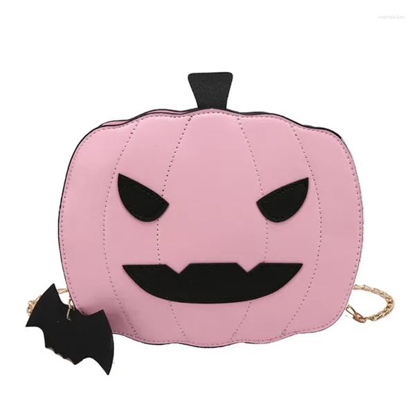 Bolsos de hombro 066f Mujeres Novedse Crossbody Bagbody PU Cuero de cuero Pumpkin Chain Bolsos de la cadena de murciélago Halloween Tote