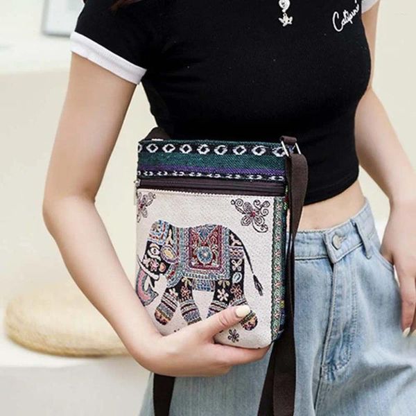 Bolsos de hombro 1 PCS POTO VINTAGE Bordado creativo Bordado Crossbody Bag Lindo Almacenamiento de Patrones de Animales