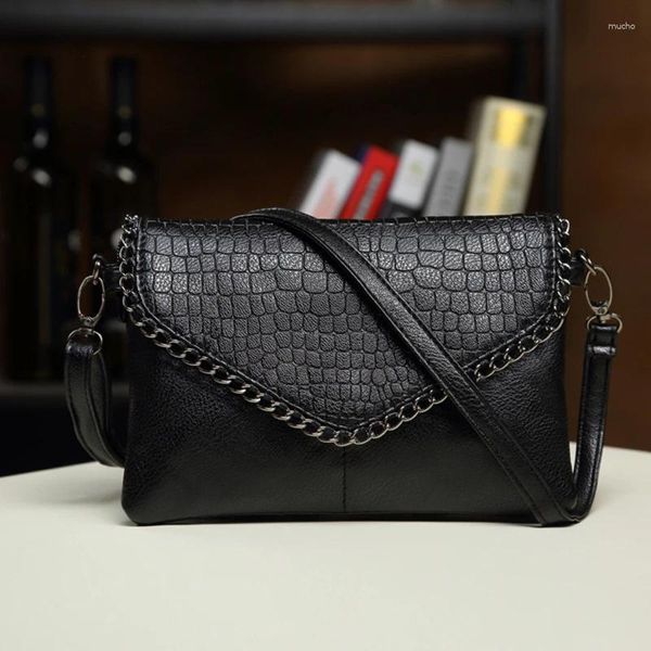 Bolsos de hombro 1 pieza S/L bolsos negros para mujer bolso bandolera de PU bolso Retro cruzado informal para mujer