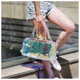 Bolsos de hombro 2017 Summer New Jelly Laser Bag Transparent Travel Bag Large Capacidad Beach Bolsa Fitness Bag Fitness Fitness para mujeres Caitlin_fashion_bags