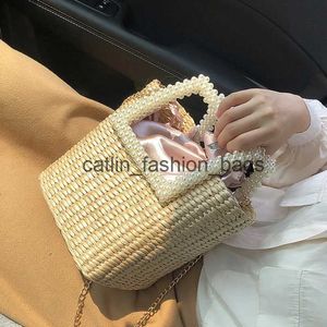 Sacs à bandoulière 2020 nouvelle perle mode sac de paille tissé à la main bord de mer vacances concepteur sac à main célèbre marque WomenH24217