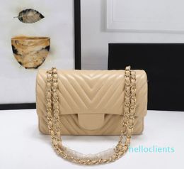 Bolsos de hombro 2023 Bolsos de diseñador Bolso bandolera clásico bandolera con solapa de cuero de vaca Cartera de moda de cuero genuino cadena de oro mano para mujer CC luxuryH