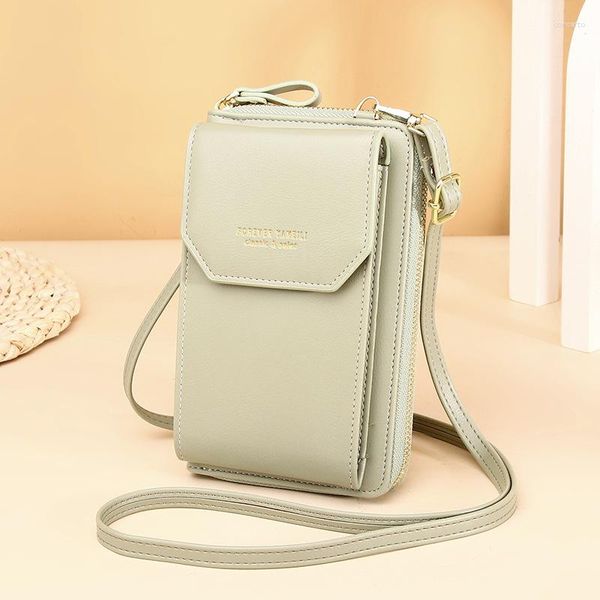 Bolsos de hombro 2023 Moda Versión coreana Multifuncional Monedero de estudiante Mujeres PU Cuero Largo Teléfono Móvil Bolsa Crossbody Ticket Clip