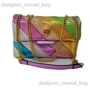 Schoudertassen 2023 Mode Luxe Dame Regenboog Patchwork Portemonnee Adelaar Metaal Op Voorflap Schouder Handtas Kleurrijke Stiksels Tas T240116