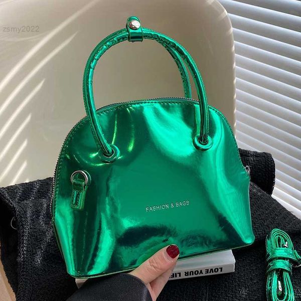 Sacs à bandoulière 2023 Nouveau Classique Femmes Shiny Bright Shell Sacs Sac À Main Soirée Embrayage Or Vert Bleu En Cuir Verni Bandoulière Sacs Pochette Sacs