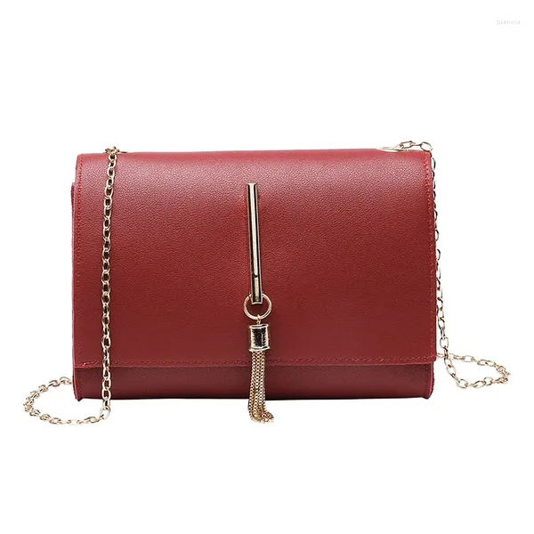 Sacs à bandouliers 2024 Brand Fashion Women Chain Bag Pu Leather Tasslel Small Handbags Femme Mini Mobile Phone For Ladies Girls