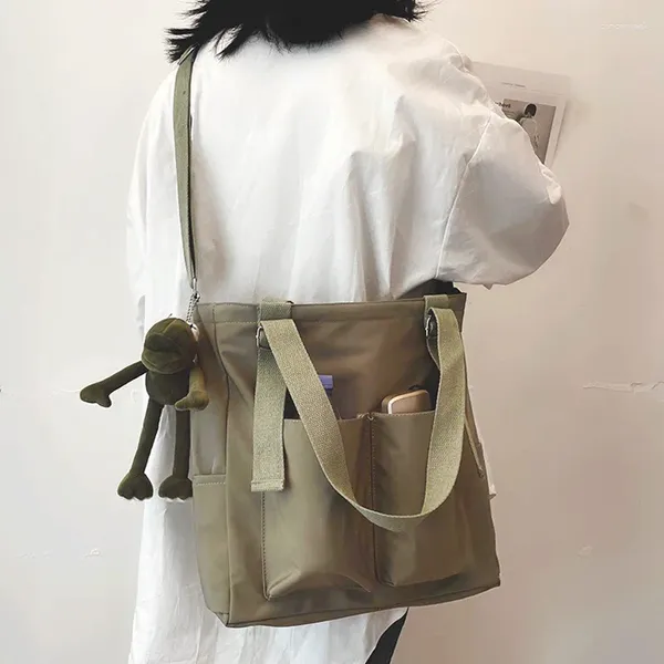 Bolsas de hombro 2024 Bolsos de lona Bolsos de mujer Gran capacidad Libro escolar Messenger Student Tote Bag Shopping Top Handle