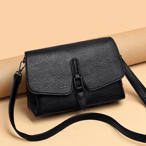 Sacs à bandouliers 2024 Cowhide Vintage Crossbody Pu Leather Phone Phone Messenger Messenger Fashion Daily Use for Women Wallet Handsbags
