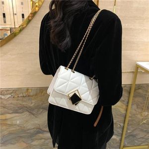 Sacs à bandoulière 2024 Design Messenger Sac Femme Sac à main en cuir PU Petit carré Shopping Femme Noir Blanc Kaki