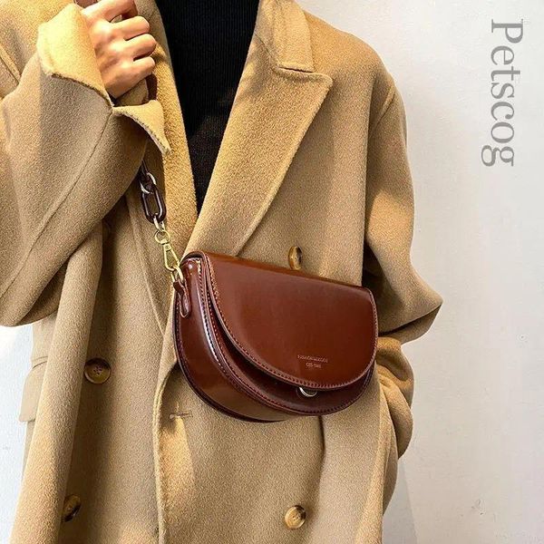 Bolsos de hombro 2024, bolso cruzado de cuero Pu de lujo de diseñador para mujer, bolsos marrones Vintage con solapa, Bolsas femeninas