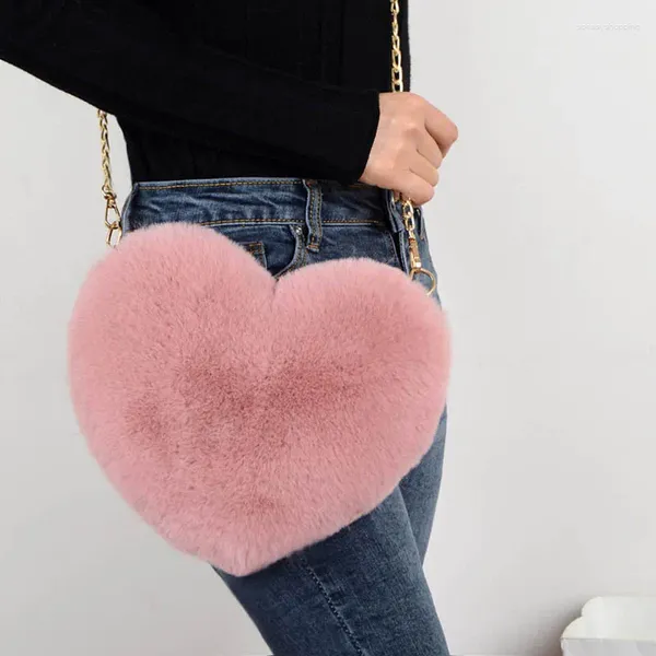 Bolsas de hombro 2024 Moda Mujer en forma de corazón de piel sintética Crossbody Monedero Monedero Bolsa de cadena Lady Handbag