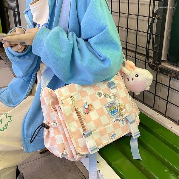 Sacs à bandoulière 2024 Japonais Mignon Dames Plaid Messenger Bag Sweet Girly