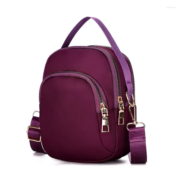 Bolsos de hombro 2024 bolso cruzado de nailon informal para mujer bolso sencillo y versátil de un solo hombro para teléfono móvil con cambio de luz para mujer