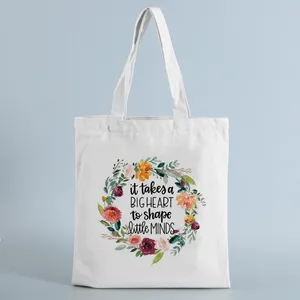 Schoudertassen 2024 Eenvoudige bloemen vrouw canvas tas schattige cartoon herbruikbare winkel doek mode cadeau shopper tote