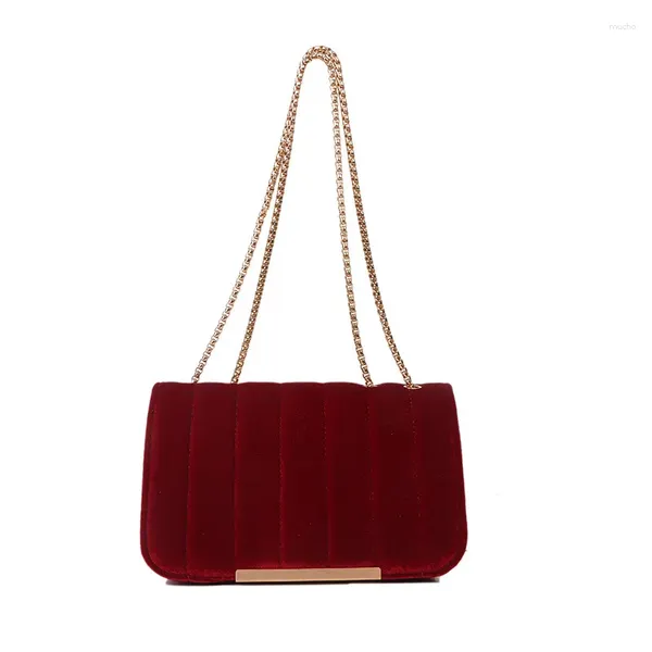 Bolsos de hombro 2024 Spring Fashion Chail Bag Tend Velvet Small Square Crossbody for Women Casual Simple Messenger Handbs