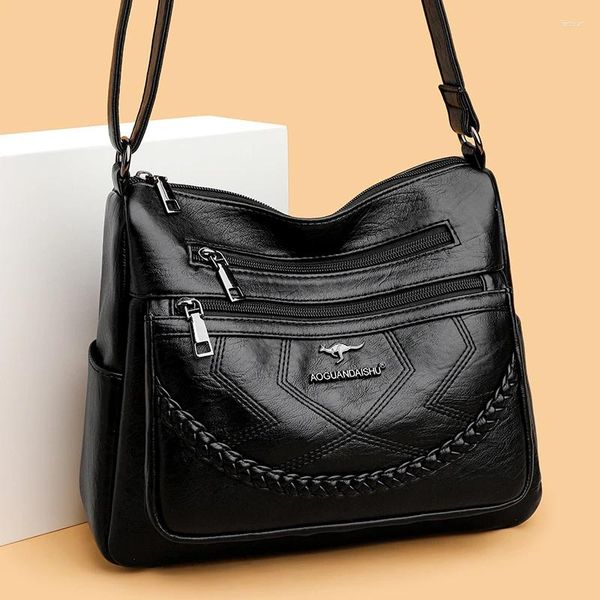 Sacs à bandouliers 2024 tendance messager Soft Pu Leather Luxury Sac à main à sac à main Femme Sac à bandoulière pour femme