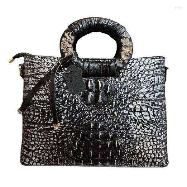 Sacs à bandoulière 2024 Sac en cuir véritable pour femmes Sac à main à motif crocodile tendance de la mode européenne et américaine