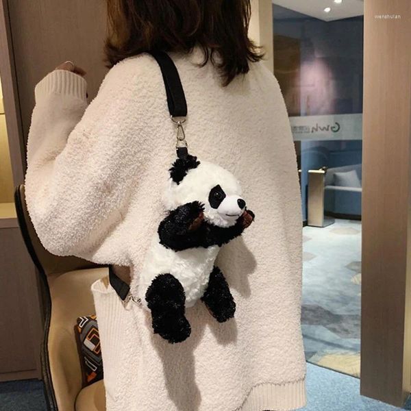 Bolsas de hombro 3d Panda Bag Women Messenger Messenger peluche Crossbody Crossfody suave Toyes Animal Bag Bag Girls Mini Bolso