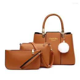 Sacs à bandouliers 3pcs Set Femmes Bag Fashion Pu Leather dames sac à main Couleur massive Messenger Purse Messen