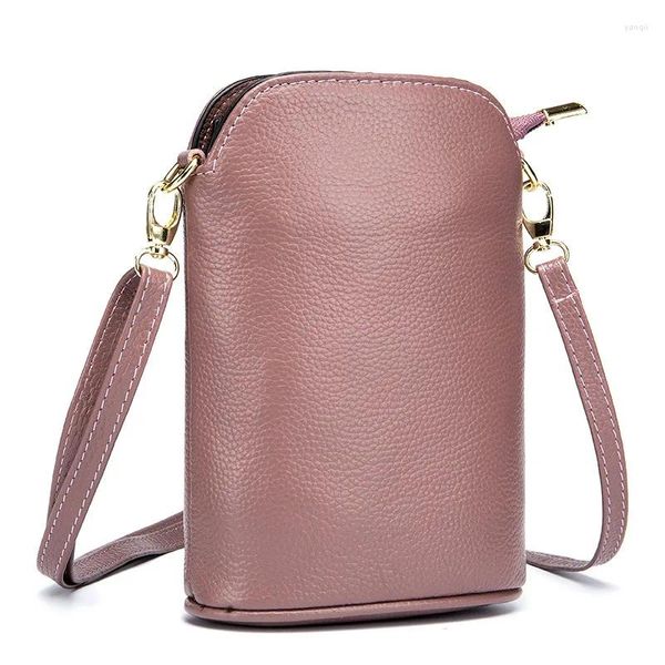 Bolsos de hombro 50 unids/lote bolso bandolera para mujeres niñas cuero de vaca genuino elegante señoras pequeño bandolera moda Mini bolso