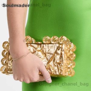 Schoudertassen Acryl clutch bag vrouwen designer avondfeest box portemonnee 2022 nieuwe goud ivoor zwarte parel kleur handtas T240123