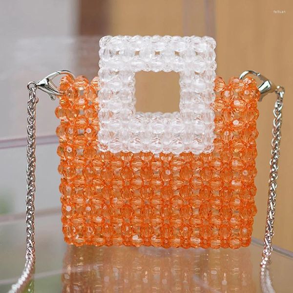 Sacs à bandouliers acryliques sacs à main en perles carrés tissés à la main pour femmes Small Fresh Summer Chain Femme's Crossbody Bag Personnalisation