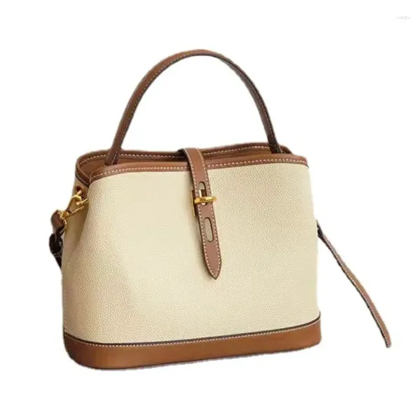 Bolsos de hombro con correa ajustable para Mujer, Bolsas de cubo de gran capacidad con hebilla dorada, Bolsos subaxilares pequeños, bolso mixto Retro