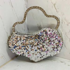 Sacs à bandoulière et sacs Paillettes Rinestone Bague métallique pour femmes Designer de luxe 2023 Nouveau en diamants Sac de soirée Clu PursesH2422