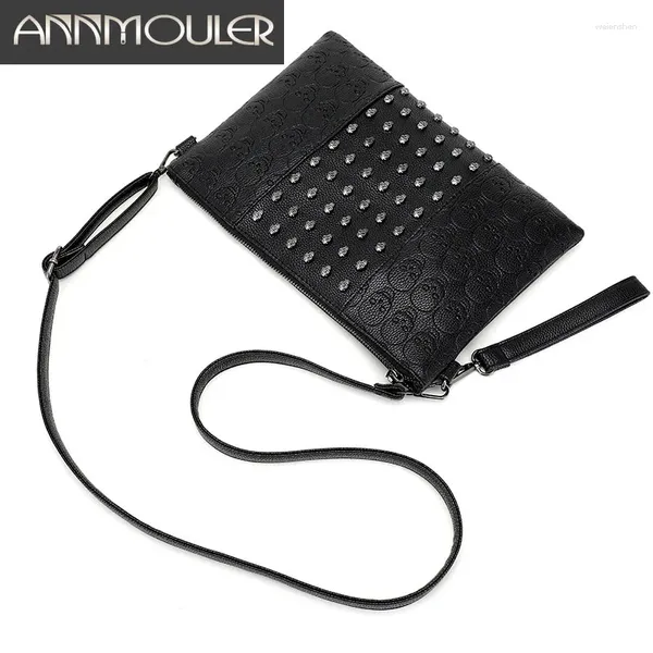 Sacs à bandoulière Annmouler sac à main pour femmes mode petit sac à main crâne en relief enveloppe pochette noir bandoulière filles