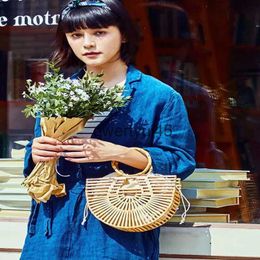 Sacs à bandoulière Antique tissé femmes andeld bambou Joint sac andmade herbe BeacH2421