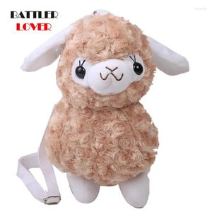 Schoudertassen aankomst schattig voor vrouwen 2024 pluche alpaca ketting crossbody handtassen dame cartoon casual dieren lam schapen portemonnee