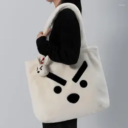 Bolsos de hombro Otoño e Invierno Suave Felpa Dibujos Animados Enojado Gran Capacidad Lindo Bolso de Mano Bolsos de Mujer