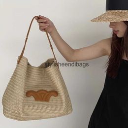 Sacs à bandouliers disponibles Sac de plage de vacances à l'herbe française 2023 Summer Art Femmes Tote Sac à vaisselle sac à main H240420