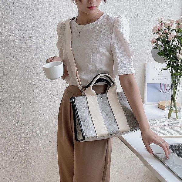 Bolsos de hombro bolsas para mujeres costuras tendencia de moda de la moda de la moda del mensajero del mesas creativas de lienzo