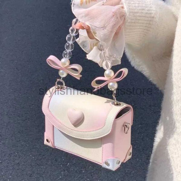 Bolsas de hombro Bolsas Diseñador Rosa Mujer y Wrap Pearl Love Lovely Square Fashion Soulder Wrap Sweet Leader Bead Cross Body Bagstylishhandbagsstore