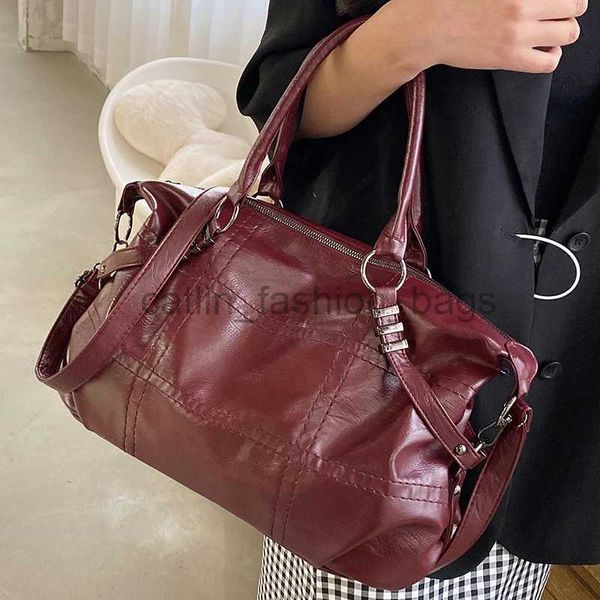 Bolsos de hombro bolsos vino capacitación de bolsos para mujeres PU cuero bolso de hombro para mujer Patrón cosido Trampa de mujer Bagcatlin_fashion_bags