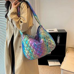 Sacs à bandoulière Sacs Sac à main pour femme automne hiver grande capacité sac à main en coton multicolore motif diamant sac à bandoulièreblieberryeyes