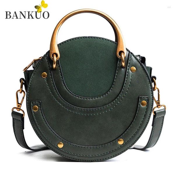Sacs à bandouliers Bankuo Rivet Women's Bag 2024 PU Vintage pour femmes Zipper Crossbody Couture Fitre solide C364