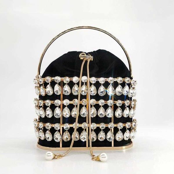 Sacs à bandoulière Grand Cristal Strass Soirée Pochette Femmes De Luxe Designer Sacs À Main Haute Qualité Dames Métal Velours Partie Diamant Bourse 230426