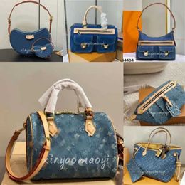 Schoudertassen Blauwe Messenger Bags voor Heren Dames Hasp Letter Crossbody cowboy Schoudertas Handtassen Verwijderbare Portemonnees Bakken