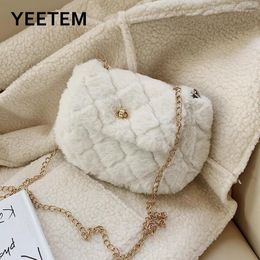 Schoudertassen Boolar Autumn Winter Soft Plush Mini Women's Bag Fashion Korean Wild Crossbody Rhombus -keten Portemoes