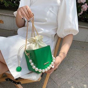 Sacs à bandoulins Box Forme Green Wave Match Mini Pu Leather Crossbody for Women 2024 Travel Fashion Simple Chain Handsbag